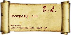 Doszpoly Lili névjegykártya